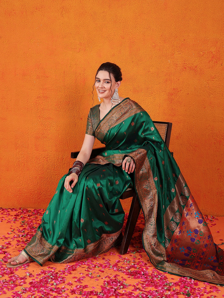 Majestic Paithani Silk In Green