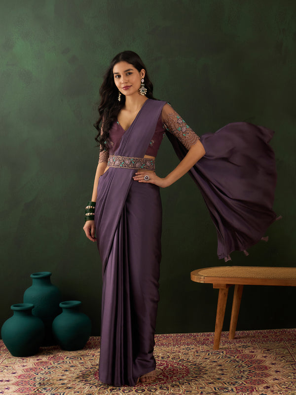 Lavendar Belt Sari For Wedding