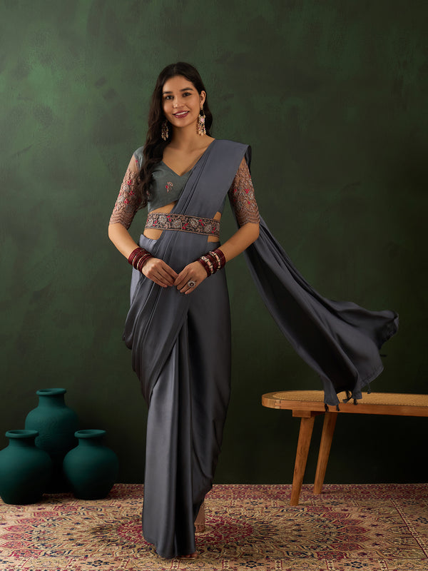 Grey Belt Sari For Wedding