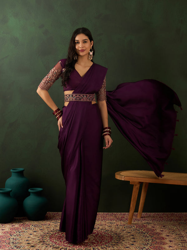 Purple Belt Sari For Wedding