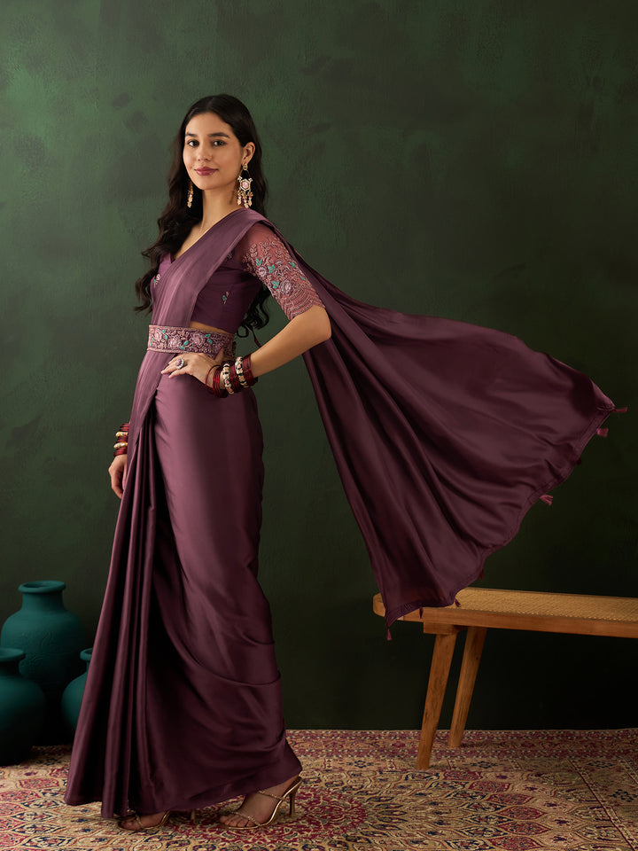 Pink Belt Sari For Wedding