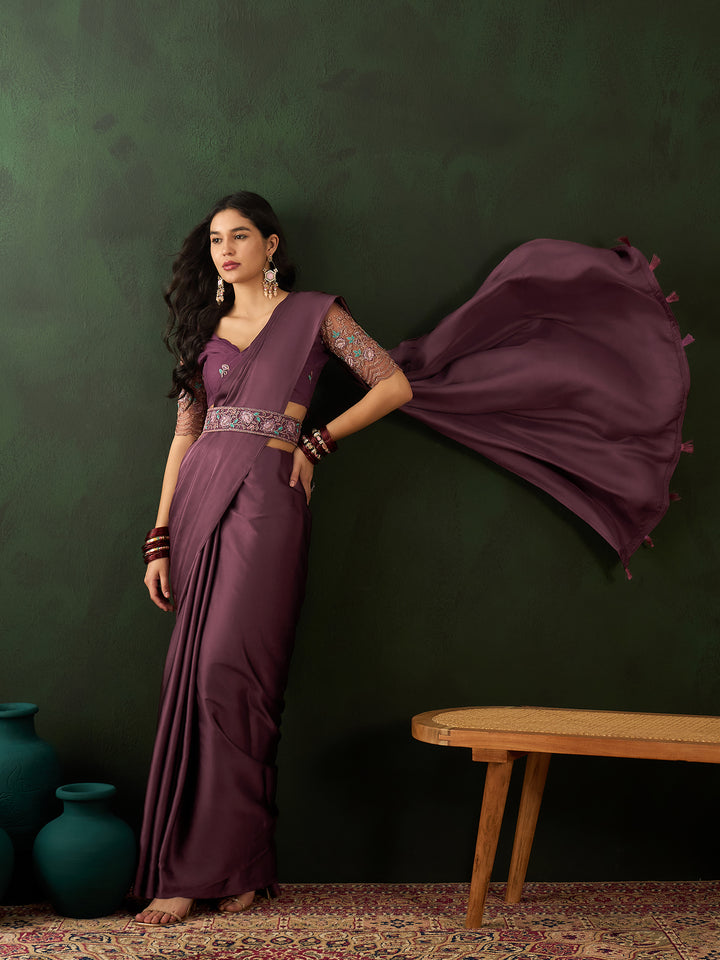Pink Belt Sari For Wedding