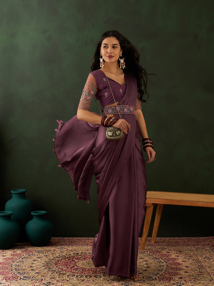 Pink Belt Sari For Wedding