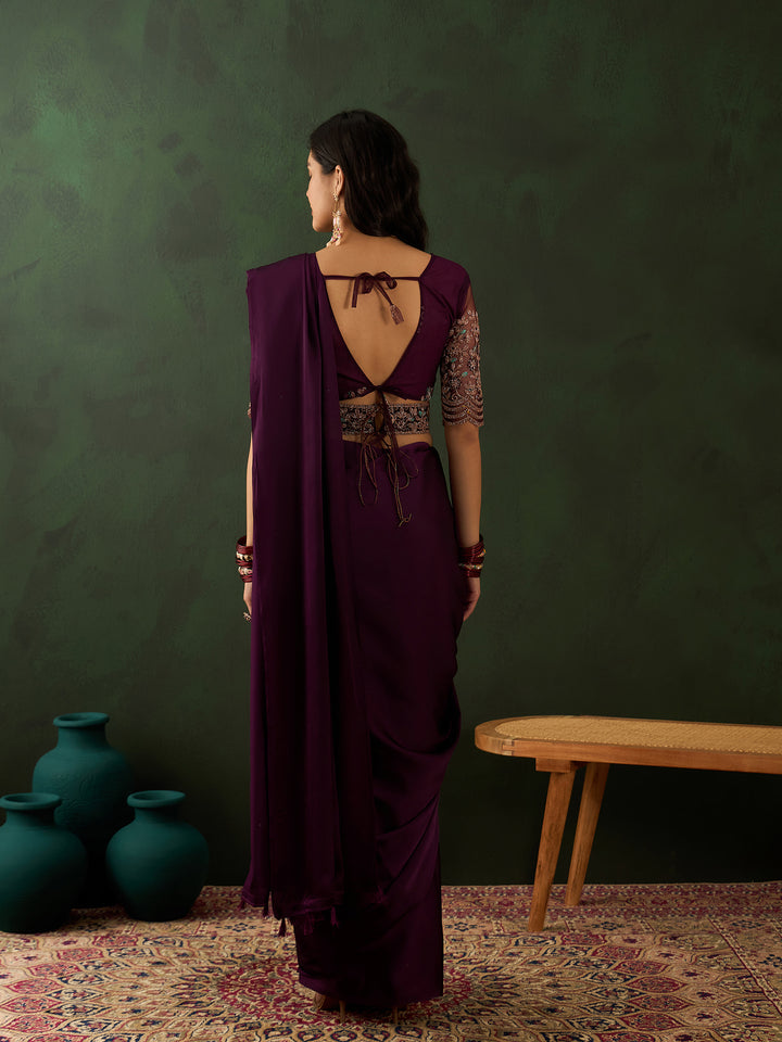 Purple Belt Sari For Wedding