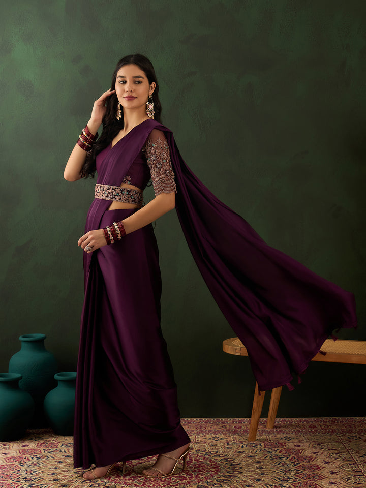 Purple Belt Sari For Wedding