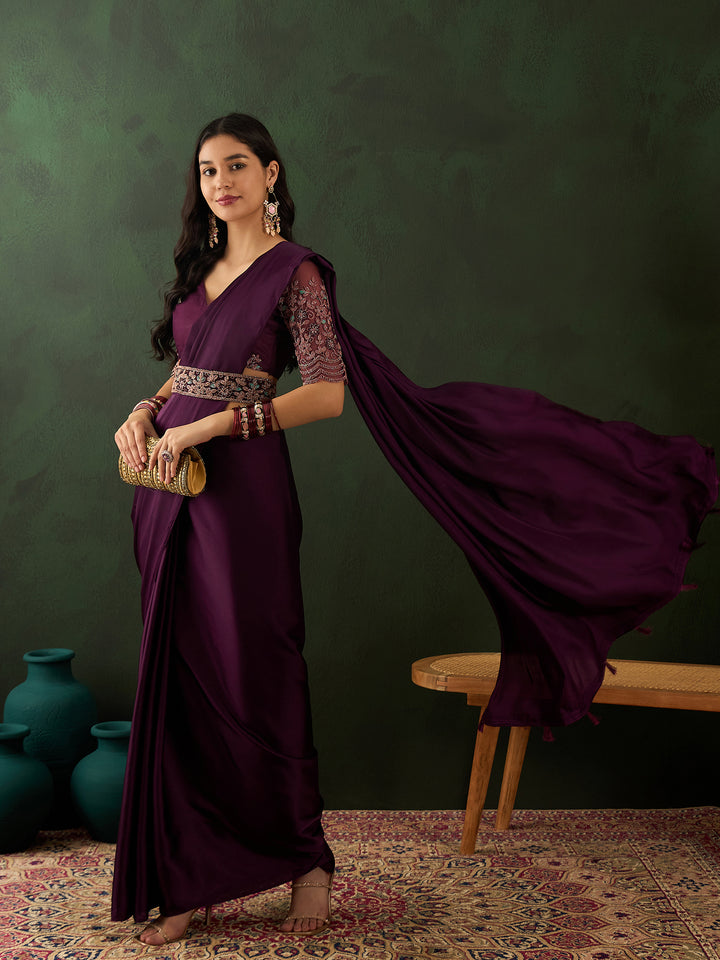Purple Belt Sari For Wedding