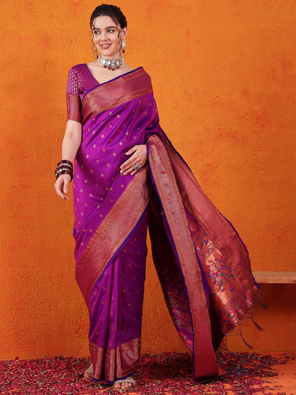 Radiant Paithani Design In Purple