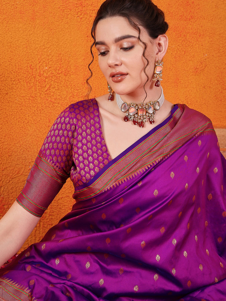 Radiant Paithani Design In Purple