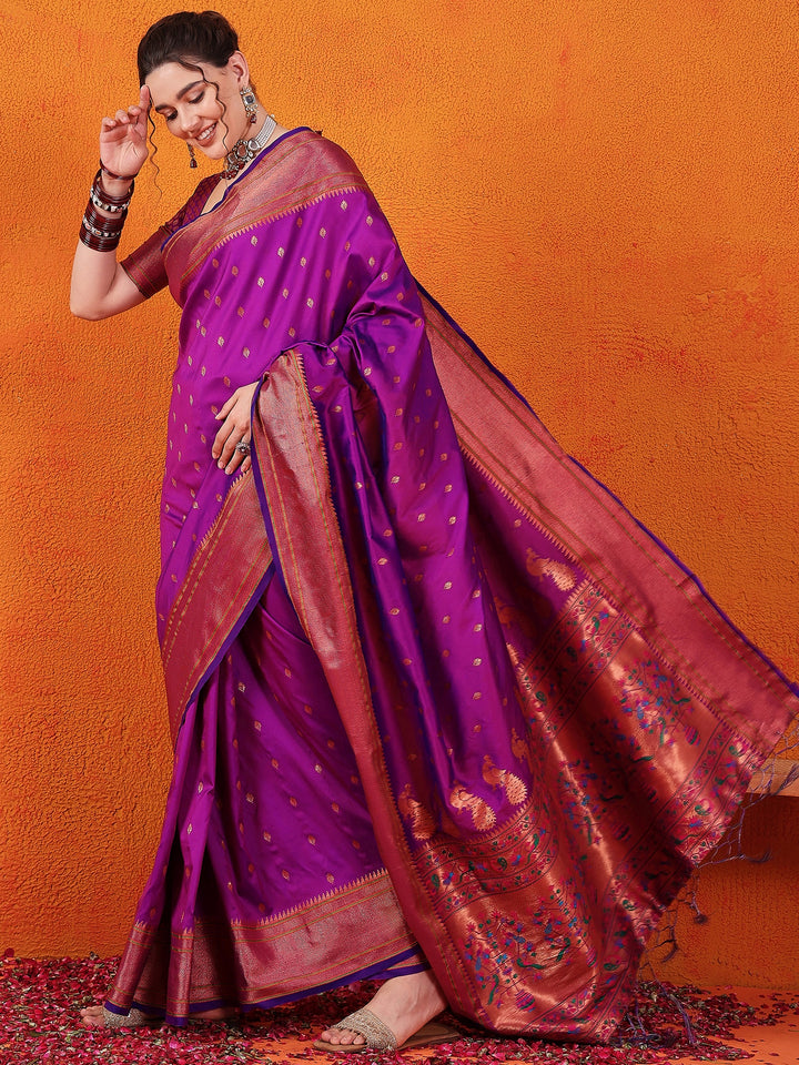 Radiant Paithani Design In Purple