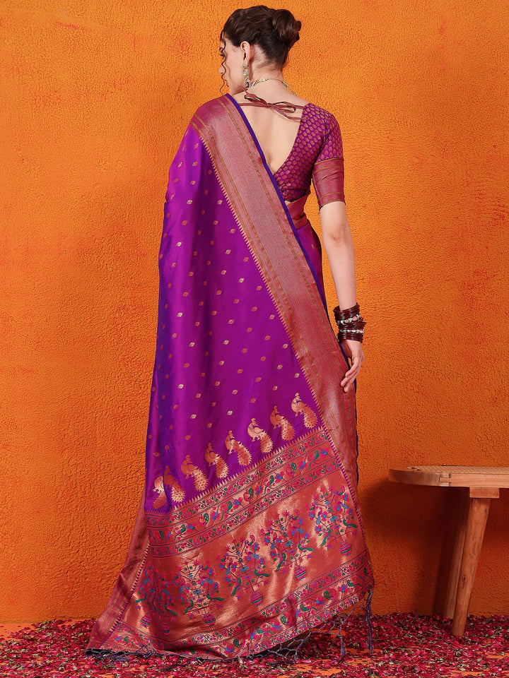 Radiant Paithani Design In Purple