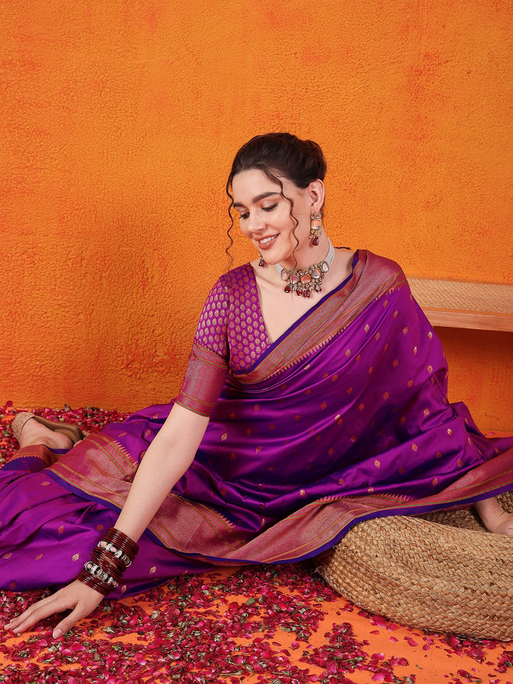 Radiant Paithani Design In Purple