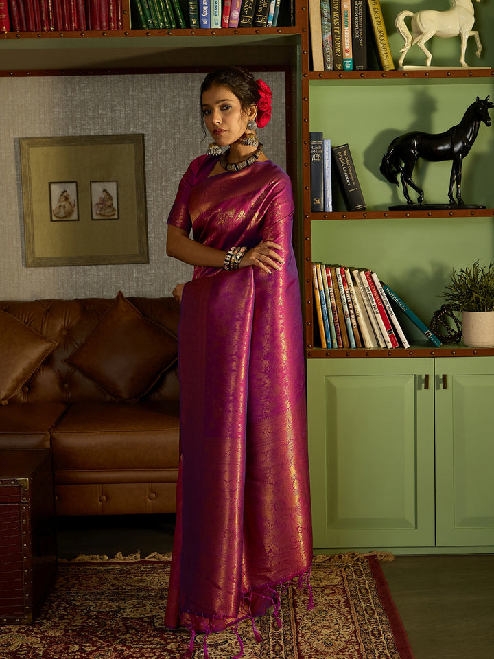 Soft Purple Banarasi Silk Saree