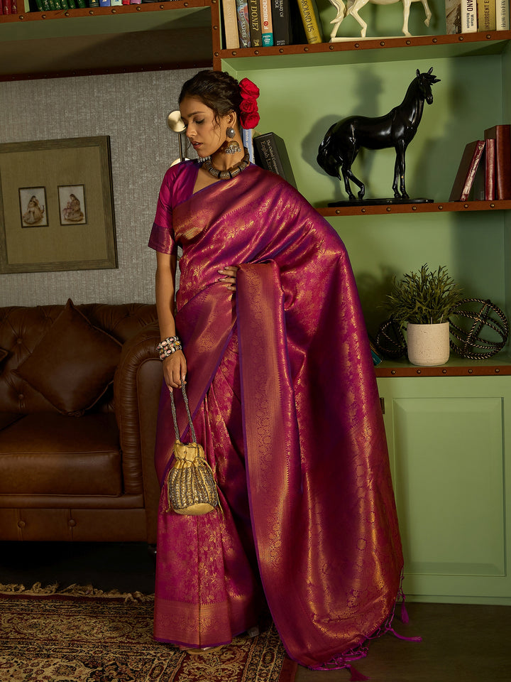 Soft Purple Banarasi Silk Saree