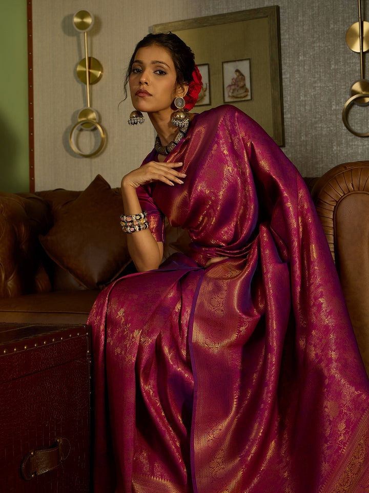 Soft Purple Banarasi Silk Saree