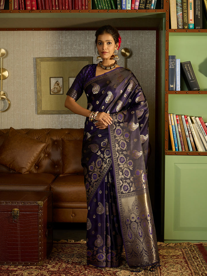 Soft Purple Banarasi Silk Saree