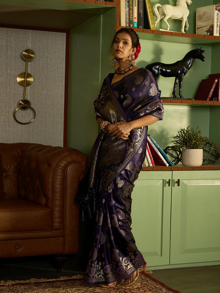 Soft Purple Banarasi Silk Saree