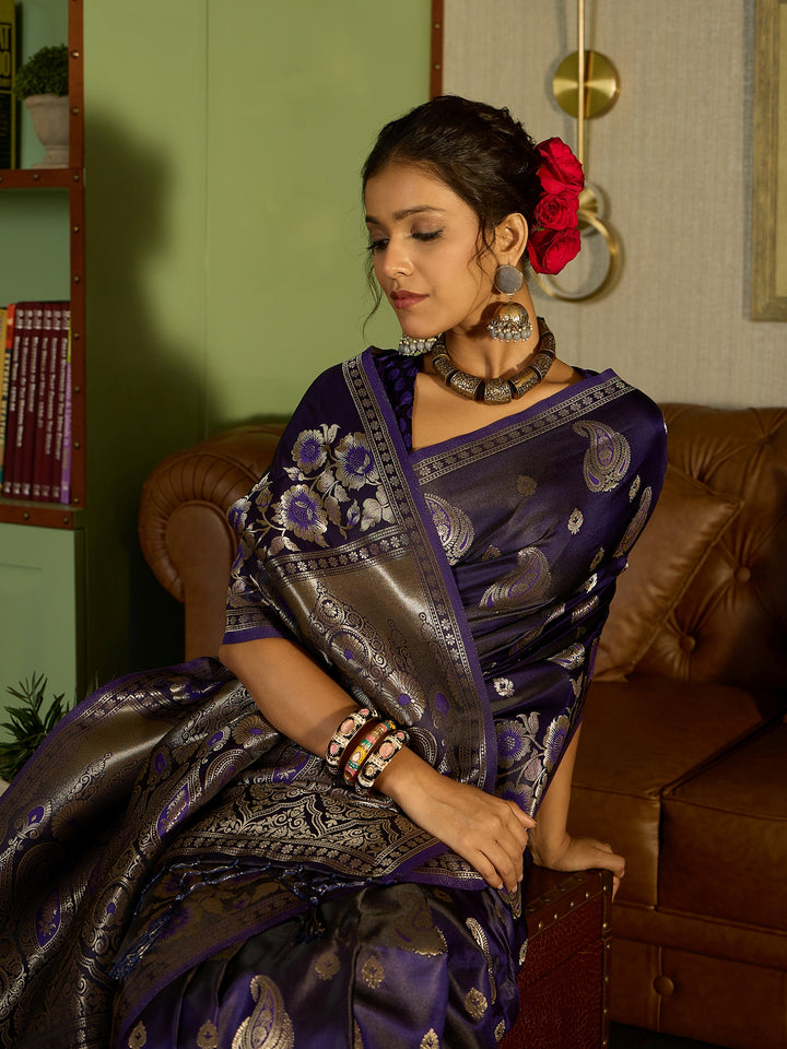 Soft Purple Banarasi Silk Saree