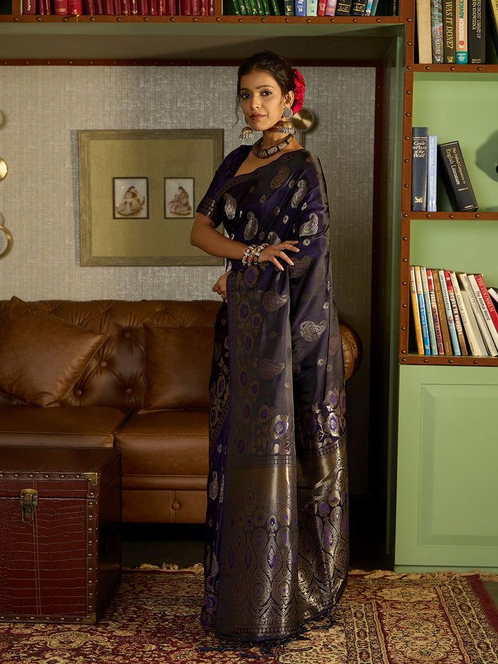 Soft Purple Banarasi Silk Saree