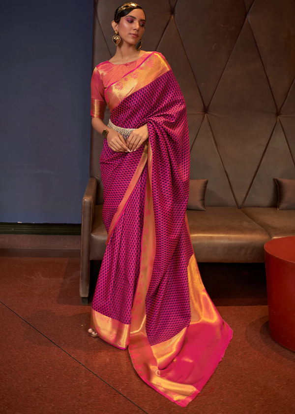 Stunning Banarasi Silk Pink Saree