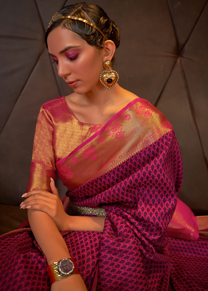 Stunning Banarasi Silk Pink Saree