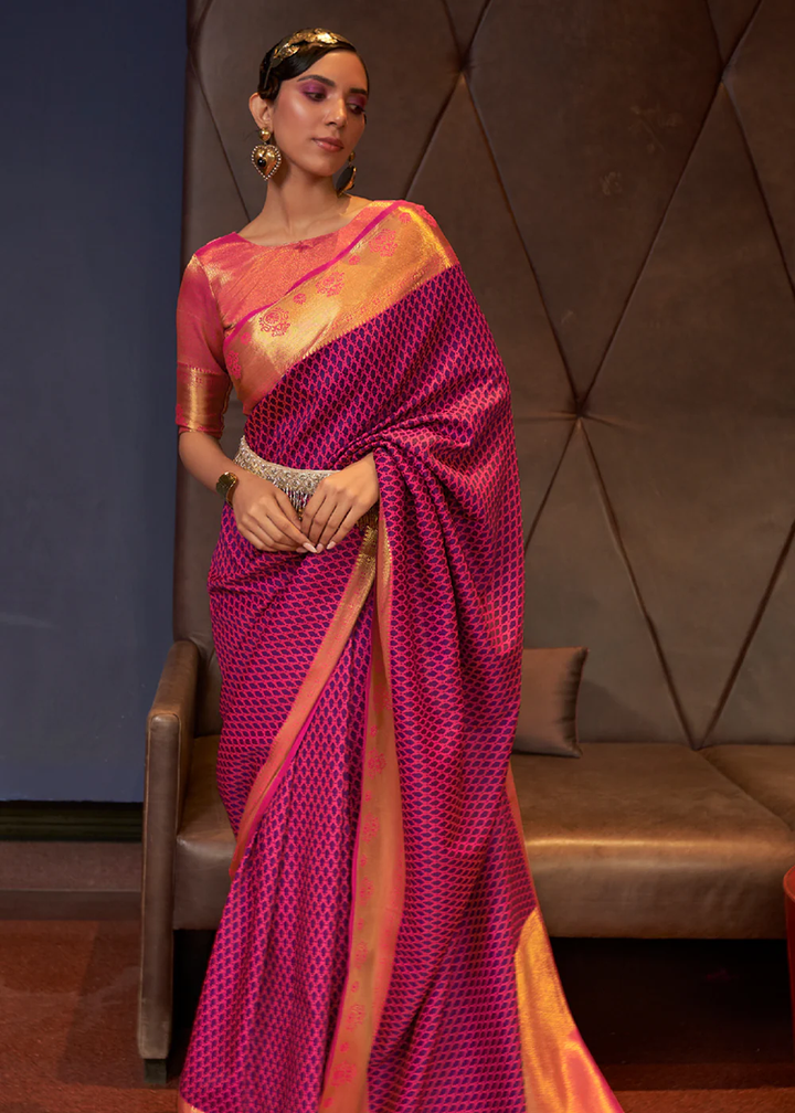 Stunning Banarasi Silk Pink Saree