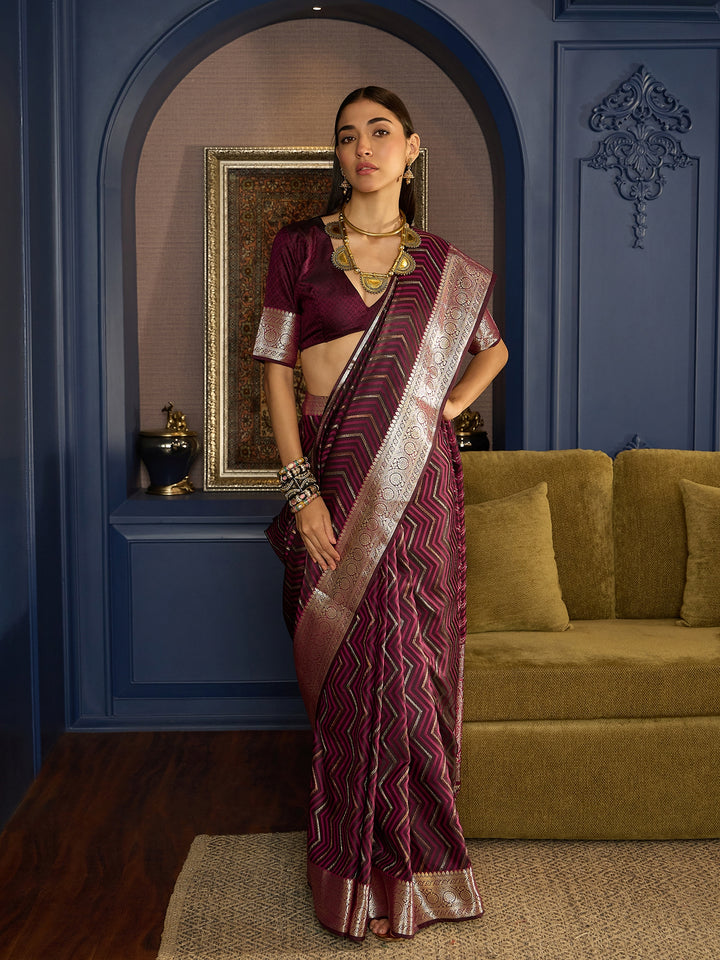 Stunning Purple Satin Saree