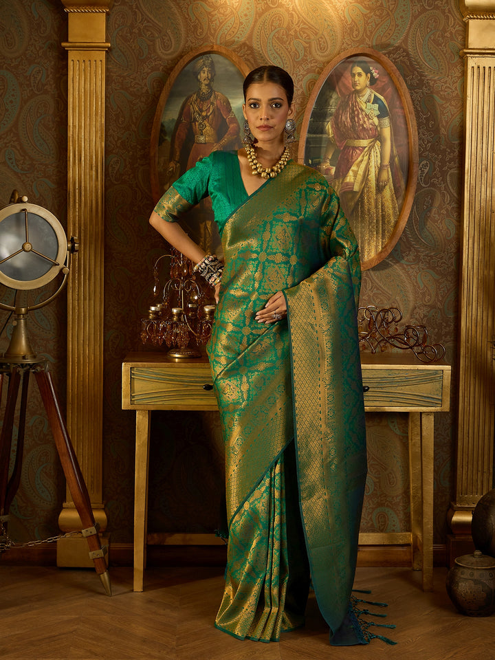 Timeless Green Banarasi Satin Saree