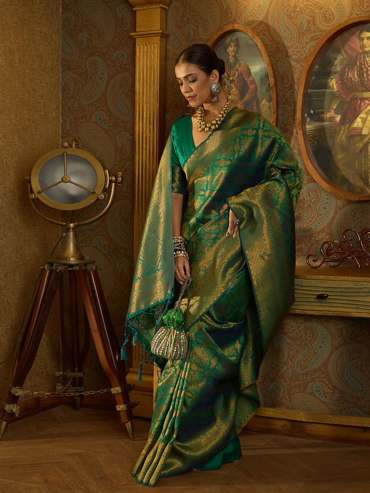 Timeless Green Banarasi Satin Saree