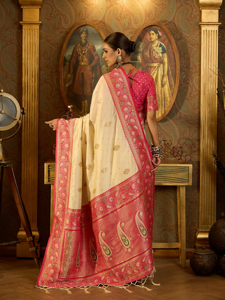 Timeless Pink Banarasi Satin Saree