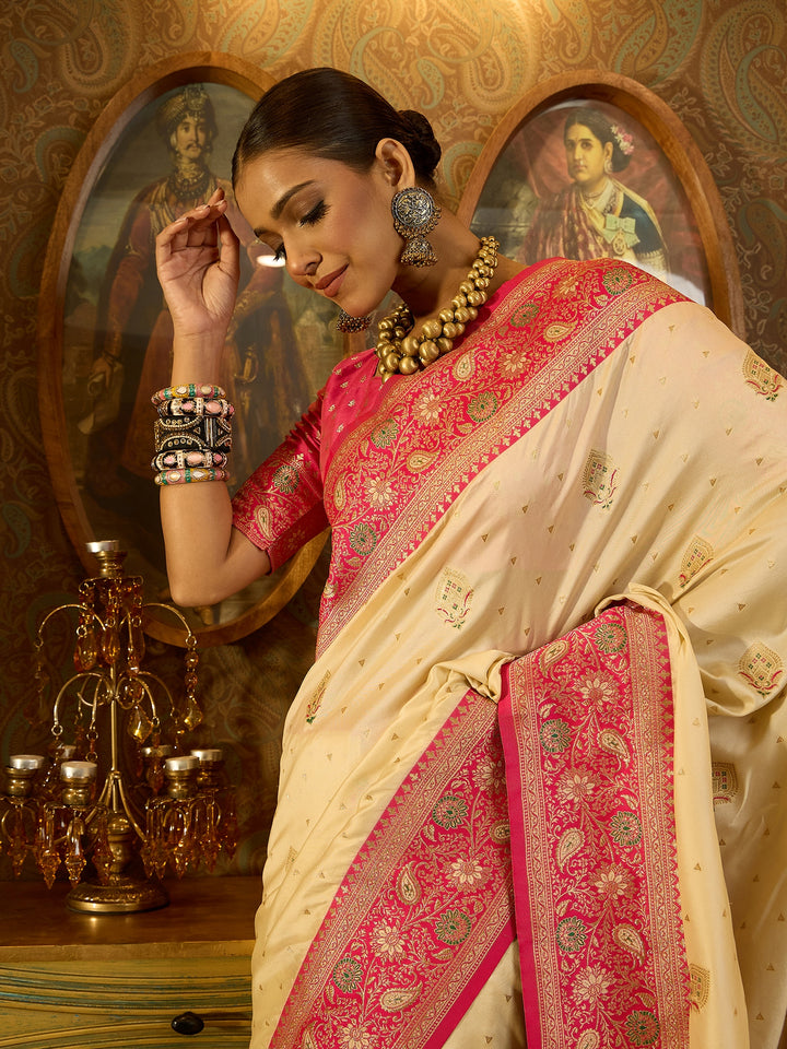 Timeless Pink Banarasi Satin Saree