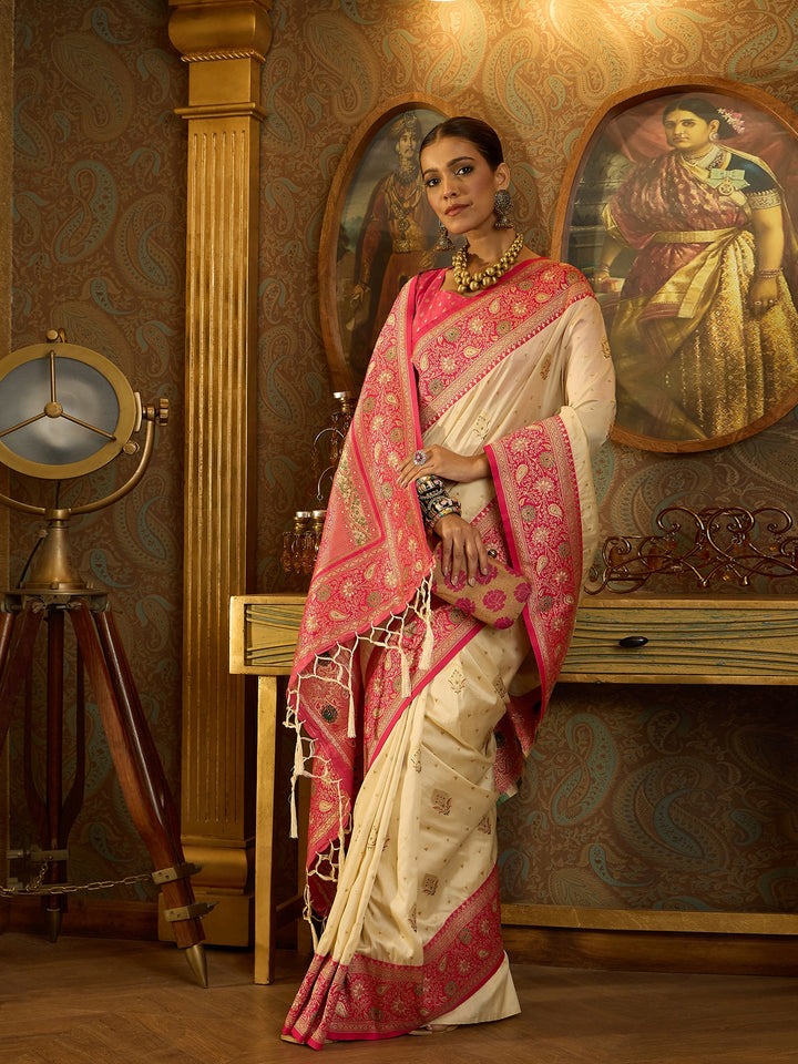 Timeless Pink Banarasi Satin Saree