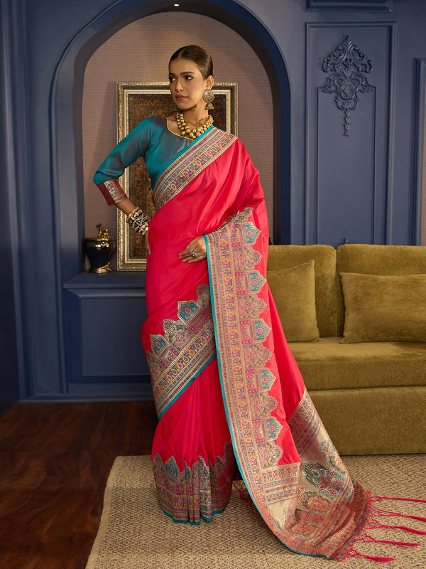 Timeless Pink Banarasi Satin Saree