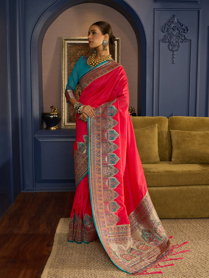 Timeless Pink Banarasi Satin Saree