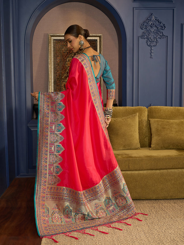 Timeless Pink Banarasi Satin Saree