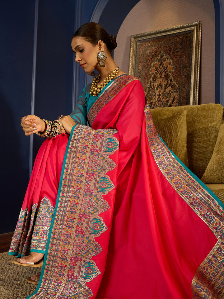 Timeless Pink Banarasi Satin Saree