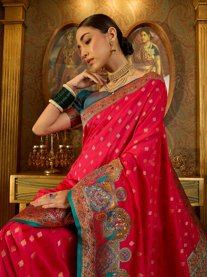 Timeless Pink Banarasi Satin Saree