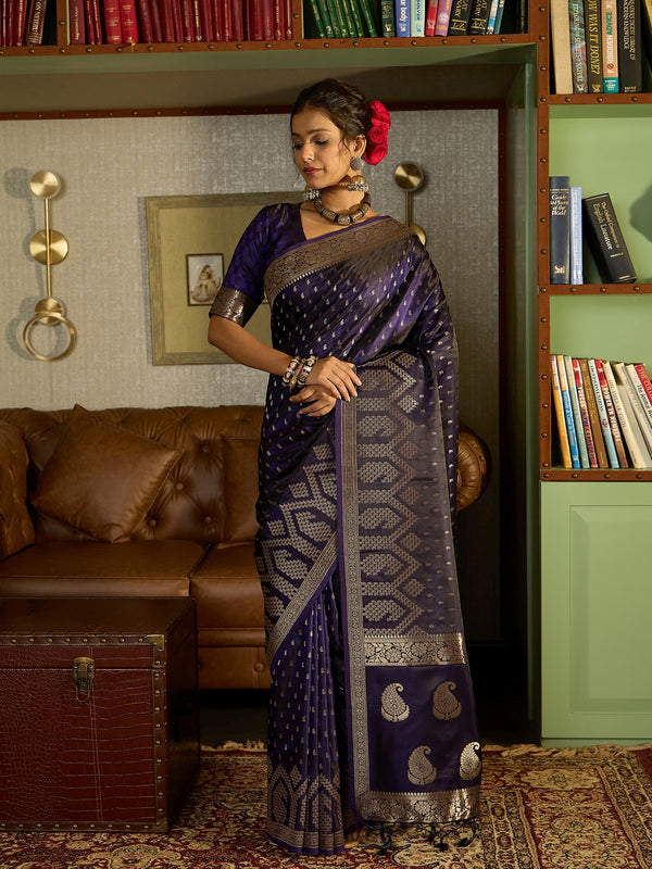 Timeless Purple Banarasi Satin Saree