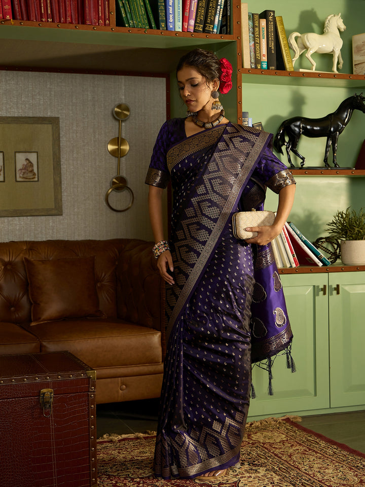 Timeless Purple Banarasi Satin Saree