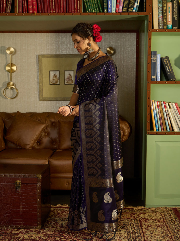 Timeless Purple Banarasi Satin Saree