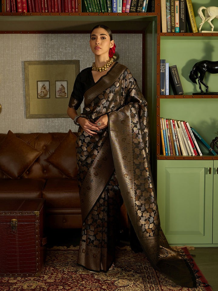 Traditional Black Banarasi Silk Saree