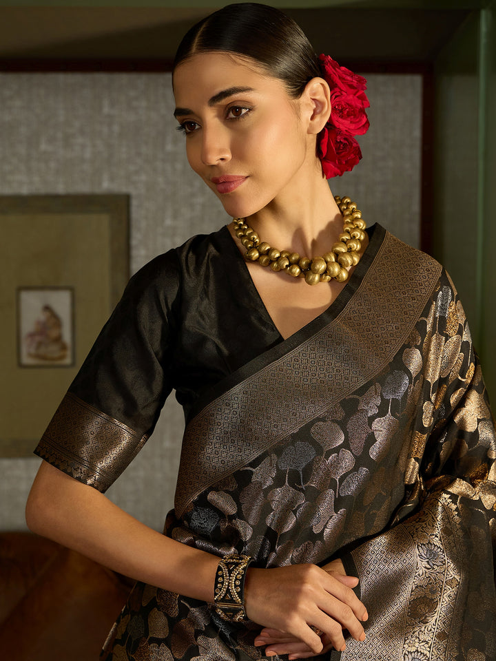 Traditional Black Banarasi Silk Saree