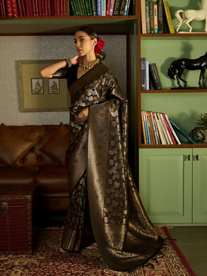 Traditional Black Banarasi Silk Saree