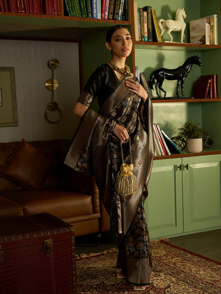 Traditional Black Banarasi Silk Saree