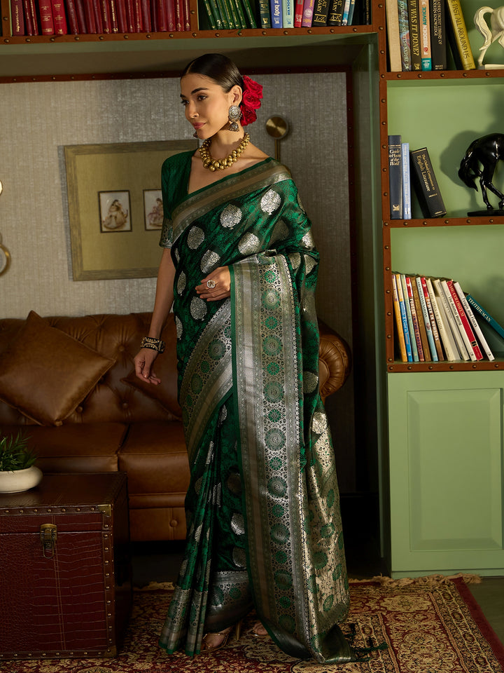 Traditional Green Banarasi Silk Saree