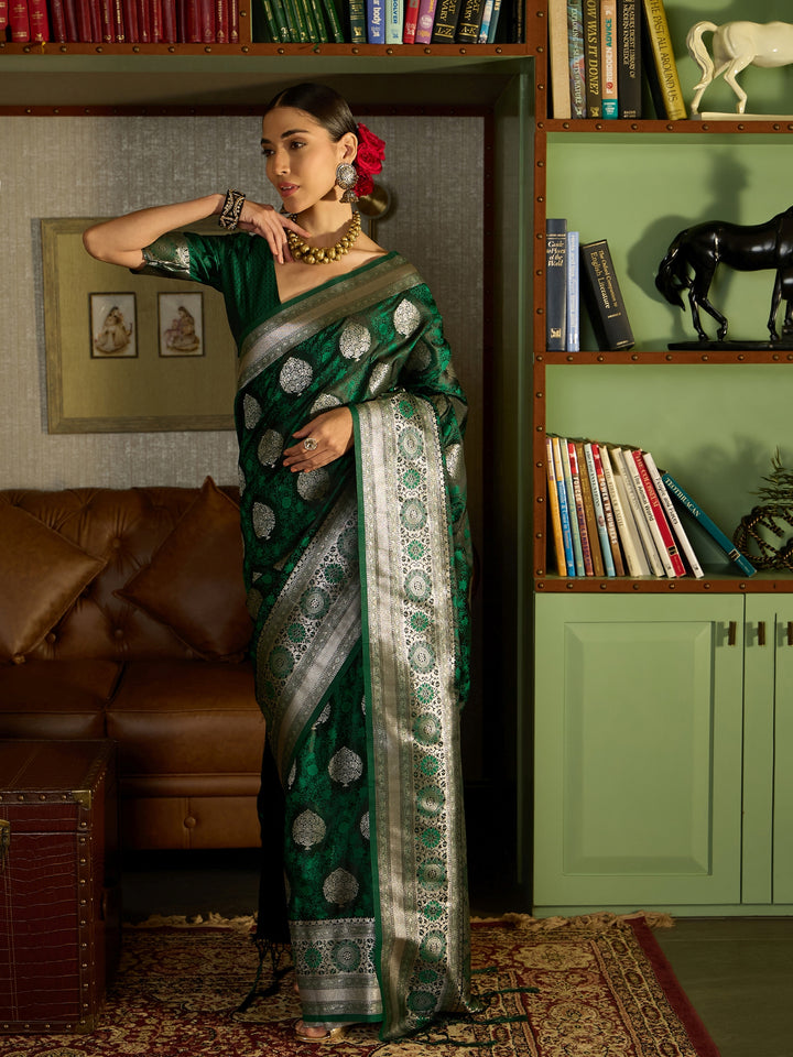 Traditional Green Banarasi Silk Saree