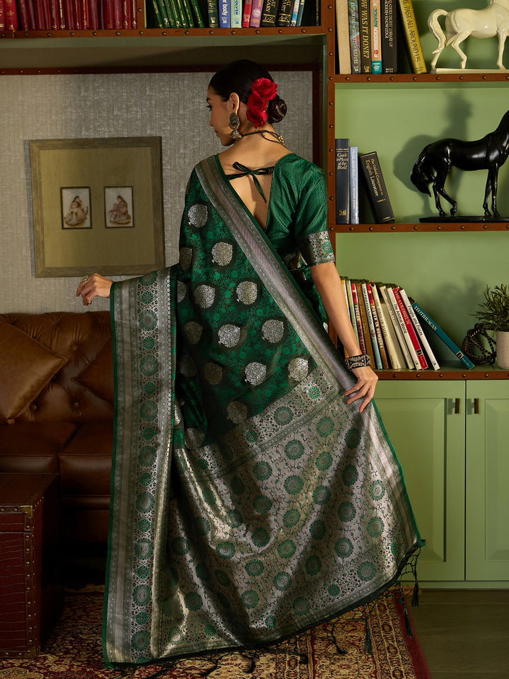 Traditional Green Banarasi Silk Saree