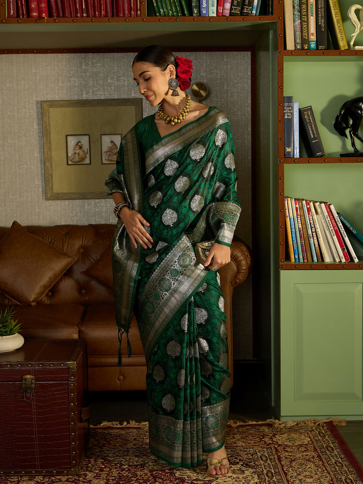 Traditional Green Banarasi Silk Saree