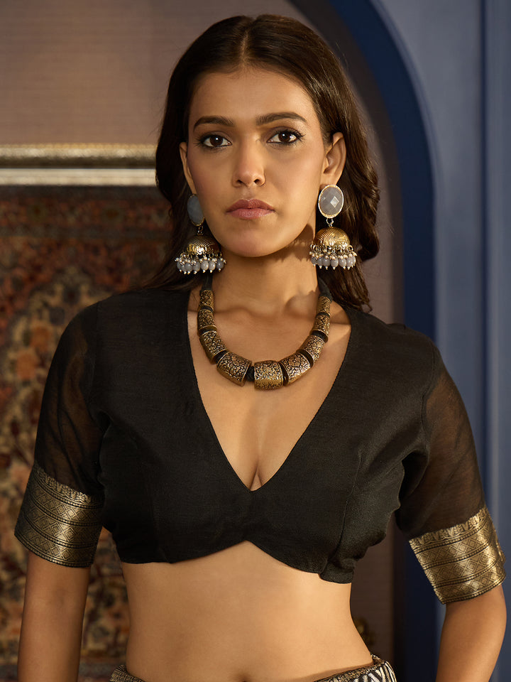 Traditional Linen Black Saree For Women