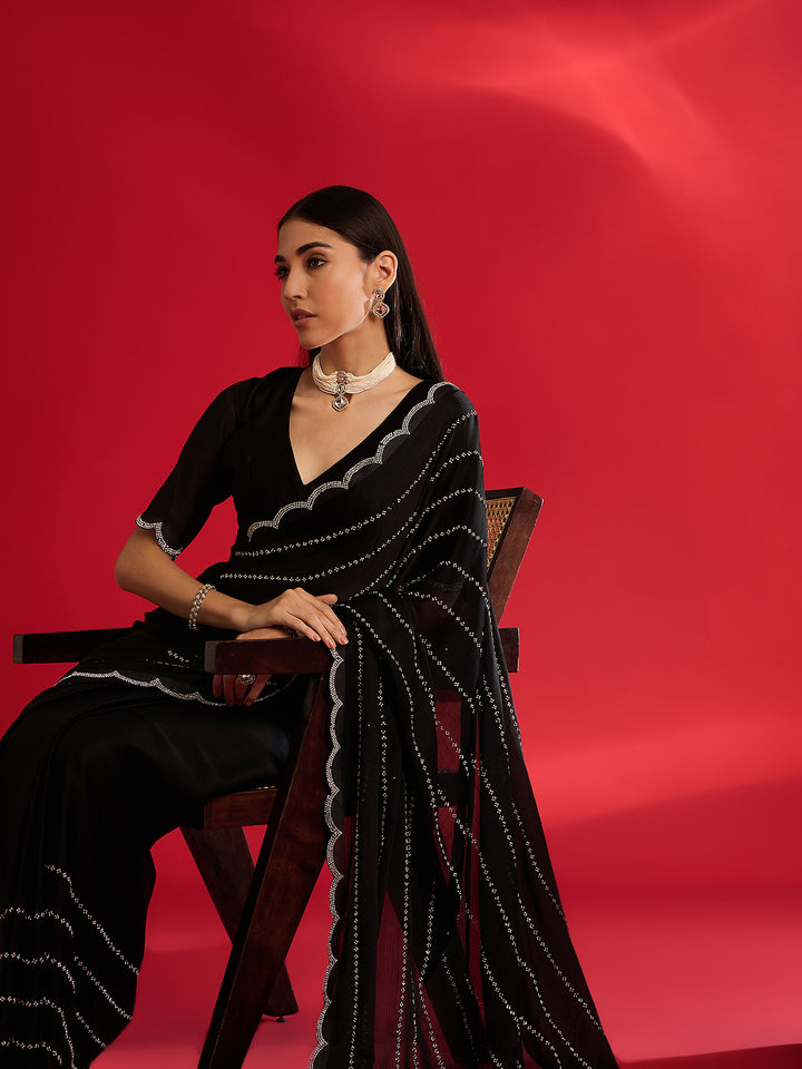 Vibrant Black Jimmy Choo Saree For Wedding