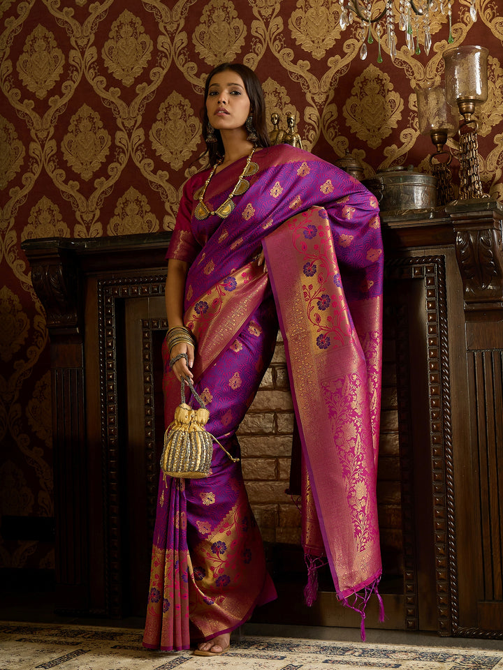 Vibrant Wine Banarasi Silk Saree